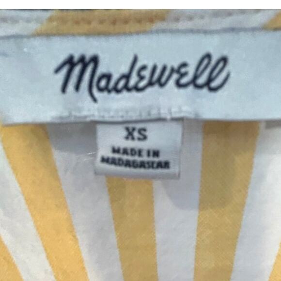 Madewell Agency Tie-Front Button Top in Pompano Stripe, XS - Picture 6 of 9